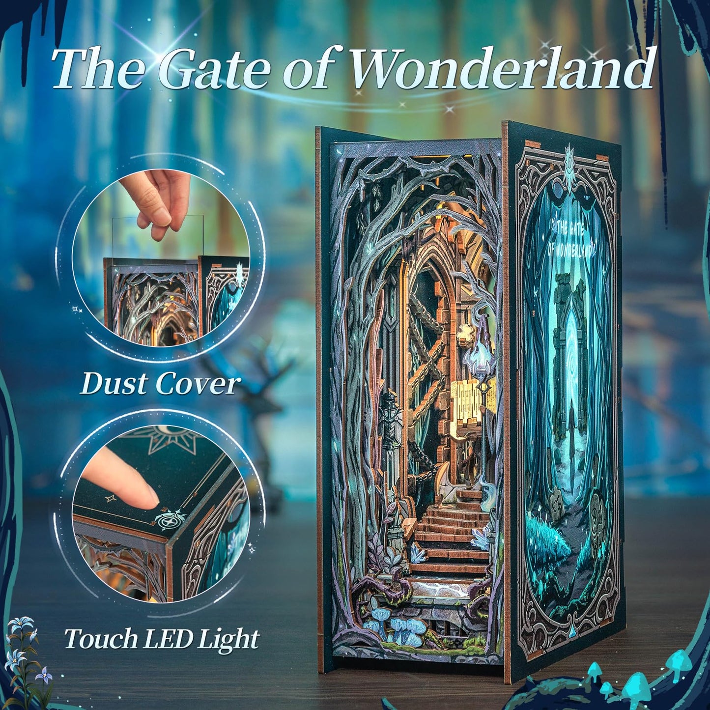 Fsolis Book Nook Kit, Diy Miniature Room House Kit For Adult Activities Decorative Bookend Bookshelf Bookcase Decor Birthday For Women Teens (The Gate Of Wonderland)