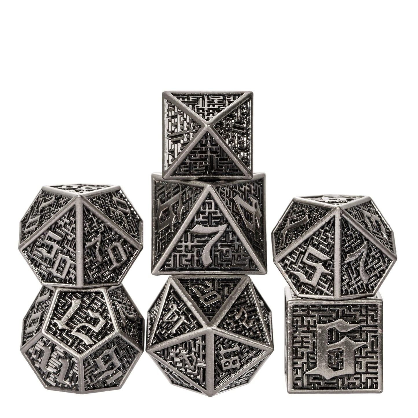 UDIXI Metal DND Dice 7PCS Polyhedral Dice Set D&D Metal Dice Ancient Silver for RPG Dungeons and Dragons Role Playing Games