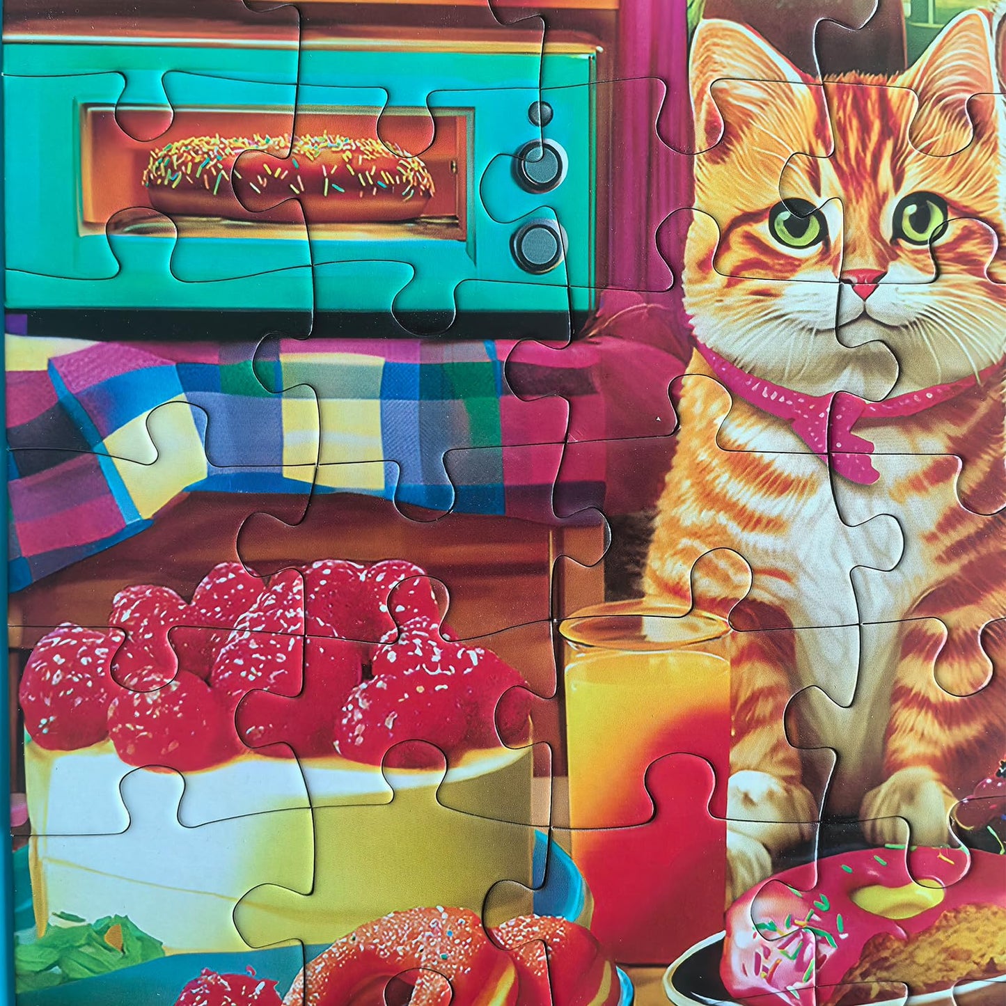 300 Pieces Jigsaw Puzzles For Adults - Puzzles For Kids Ages 6-8 8-10 10-12 - Large Piece Puzzles For Seniors - Kitchen Kittens And Donuts