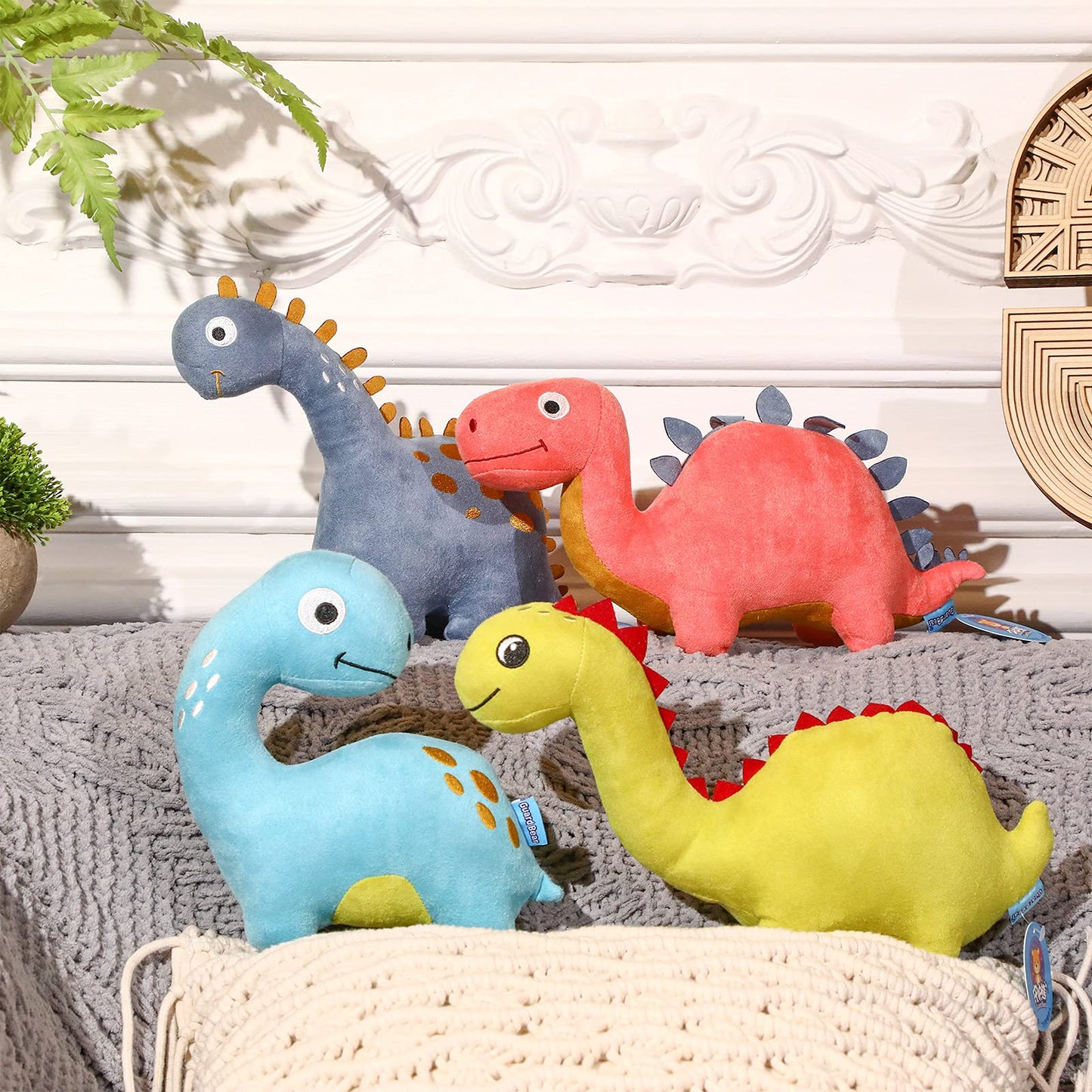 4 Packs Dinosaur Stuffed Animal Cute Dinosaur 9 Inch Plush Toys Adorable Soft Toy For Kids Baby Birthday Party Favors