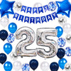 JumDaQQ 25th Birthday Party Decoration Set - Blue Foil & Latex Balloons for Men, Happy Birthday Banner, 25 Years Old Supplies