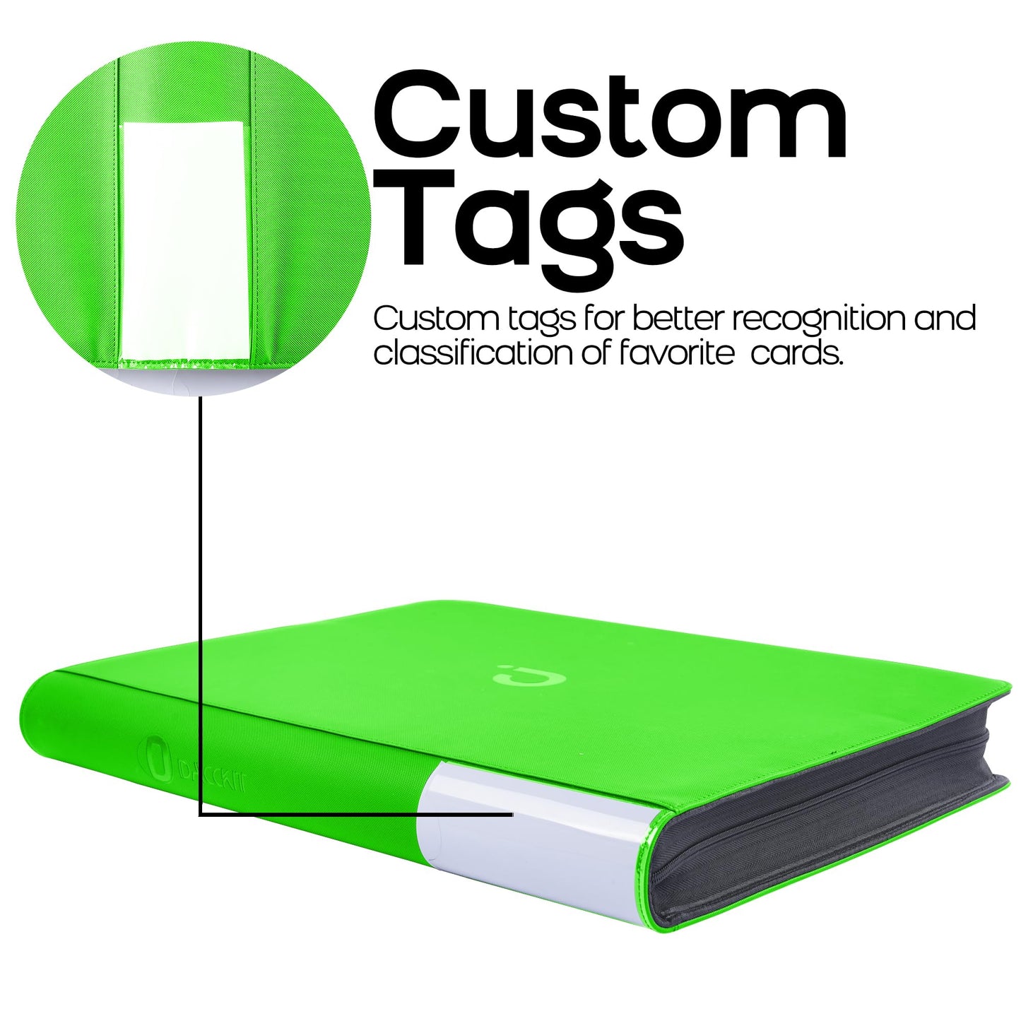 D DACCKIT Toploader Binder Holds 640 Toploaders - 16-Pocket Top Loader Binder for 3 x 4 Rigid Card Holders for Trading Cards or Sports Cards(Model A Brilliant Green)