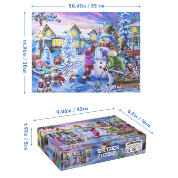 Tektalk Puzzles for Adults, 500 Piece Wooden Puzzle, Jigsaw Puzzles 500 Pieces for Teens & Adults - Snowman Stacking