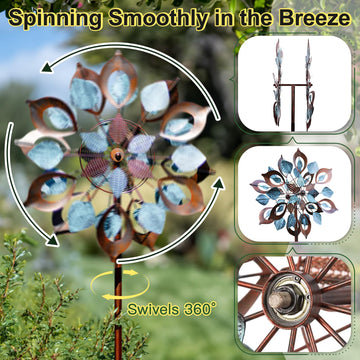 Lariander Wind Spinners Outdoor For Yard And Garden, Metal Large Wind Spinner & Sculptures 84 Inch, Garden Spinner Windmills For