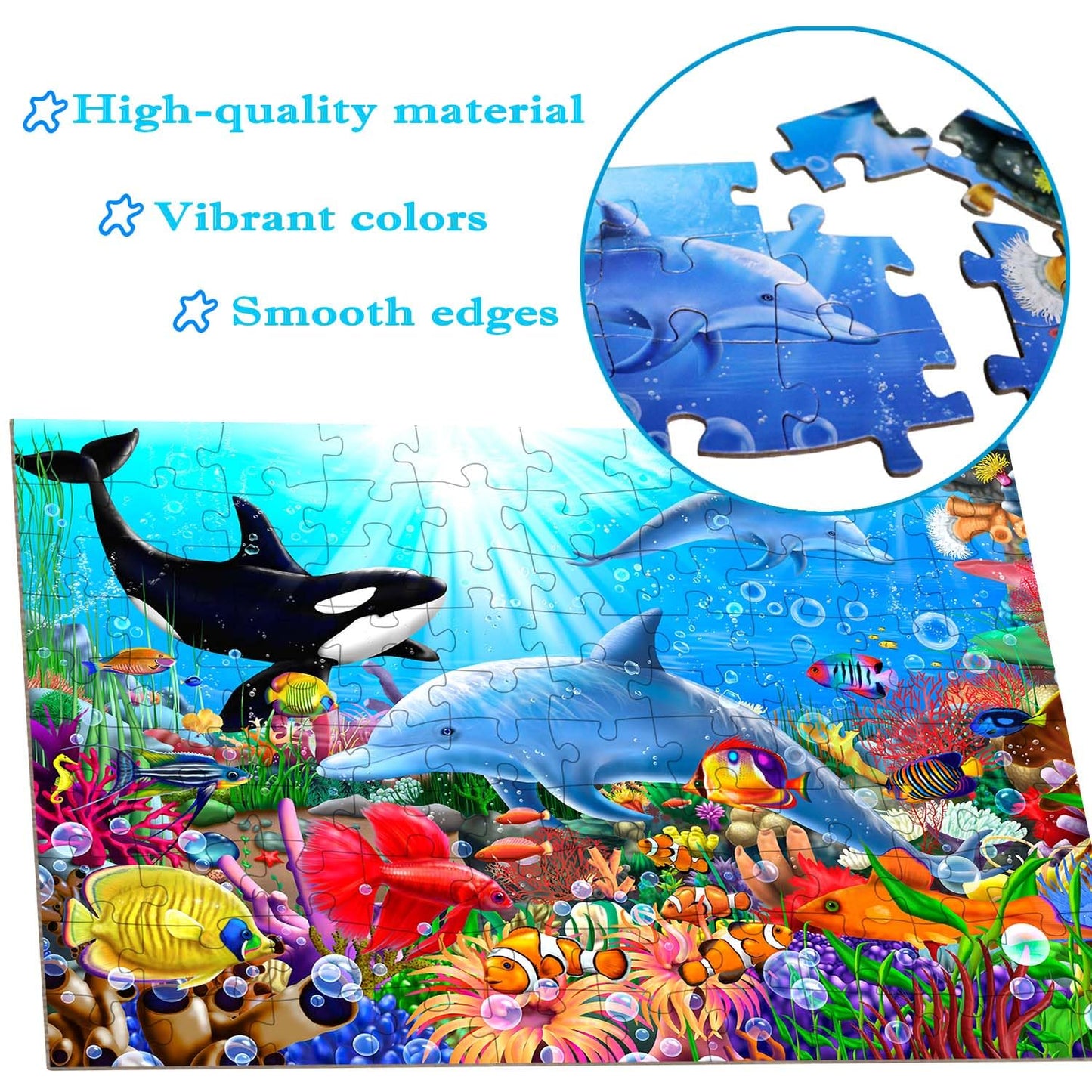 Puzzles For Kids Ages 4-8 - Bright Undersea World - 100 Piece Jigsaw Puzzles For Kids Ages 3-5 6-8 8-10 Year Old - Colorful Chil