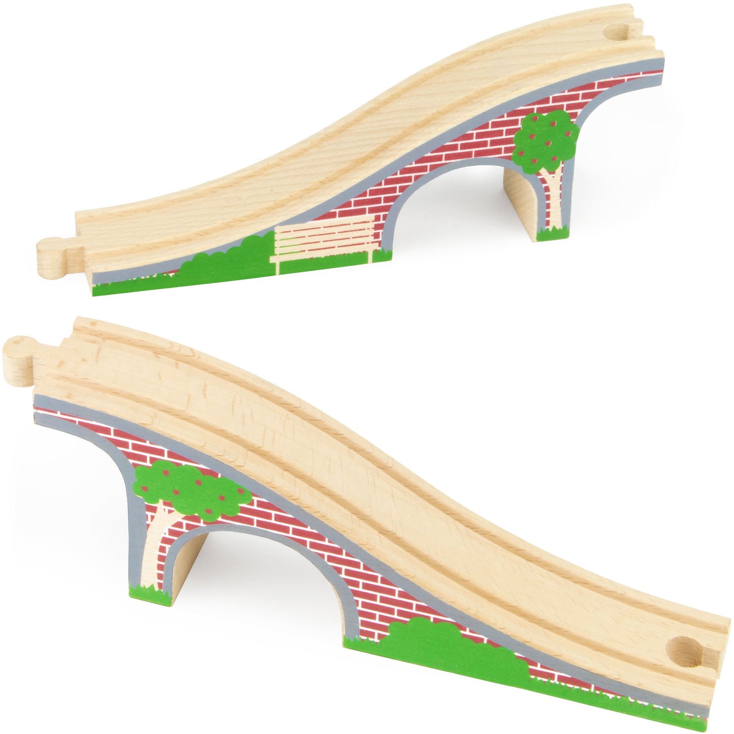 Conductor Carl Wood Train Track Expansion Packs| Compatible with Most Train Tracks| Brick Bridge -1 Count (Pack of 2)
