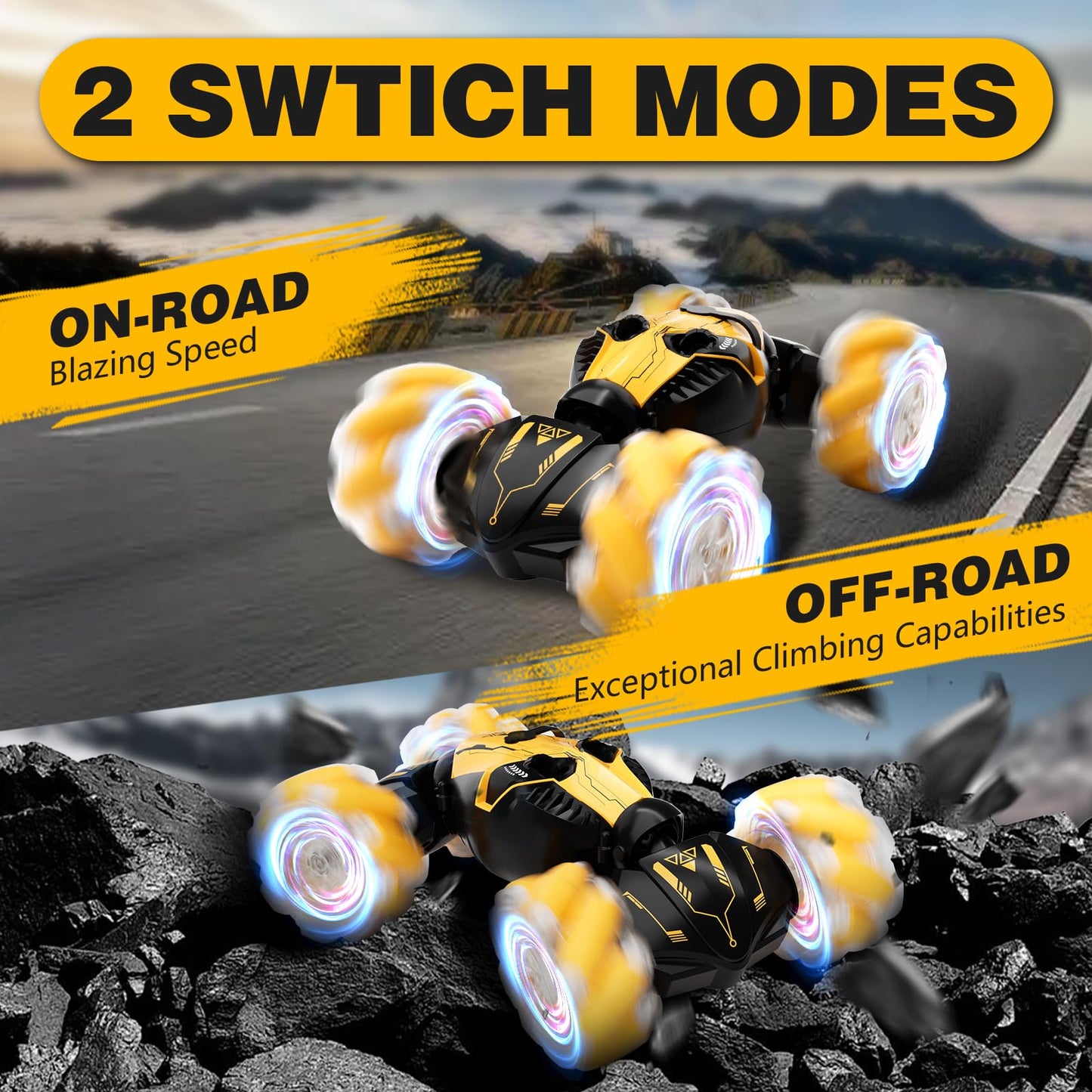 Remote Control Car for Boys 8-12, 4WD Gesture Sensing RC Stunt Car 2.4Ghz with Lights Music Sprayer RC Cars for Boys Age 4-7 8-1
