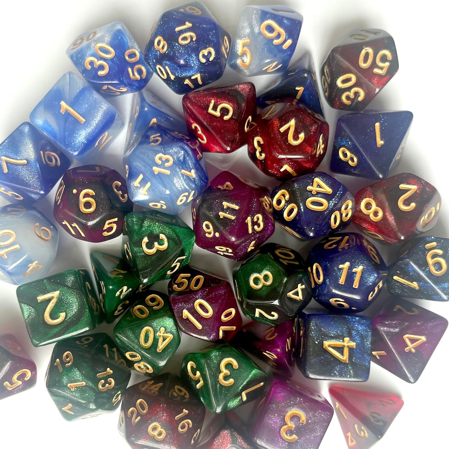 35Pieces DND Dice Set| Galaxy Double Color Polyhedral Dice Set for Board Game