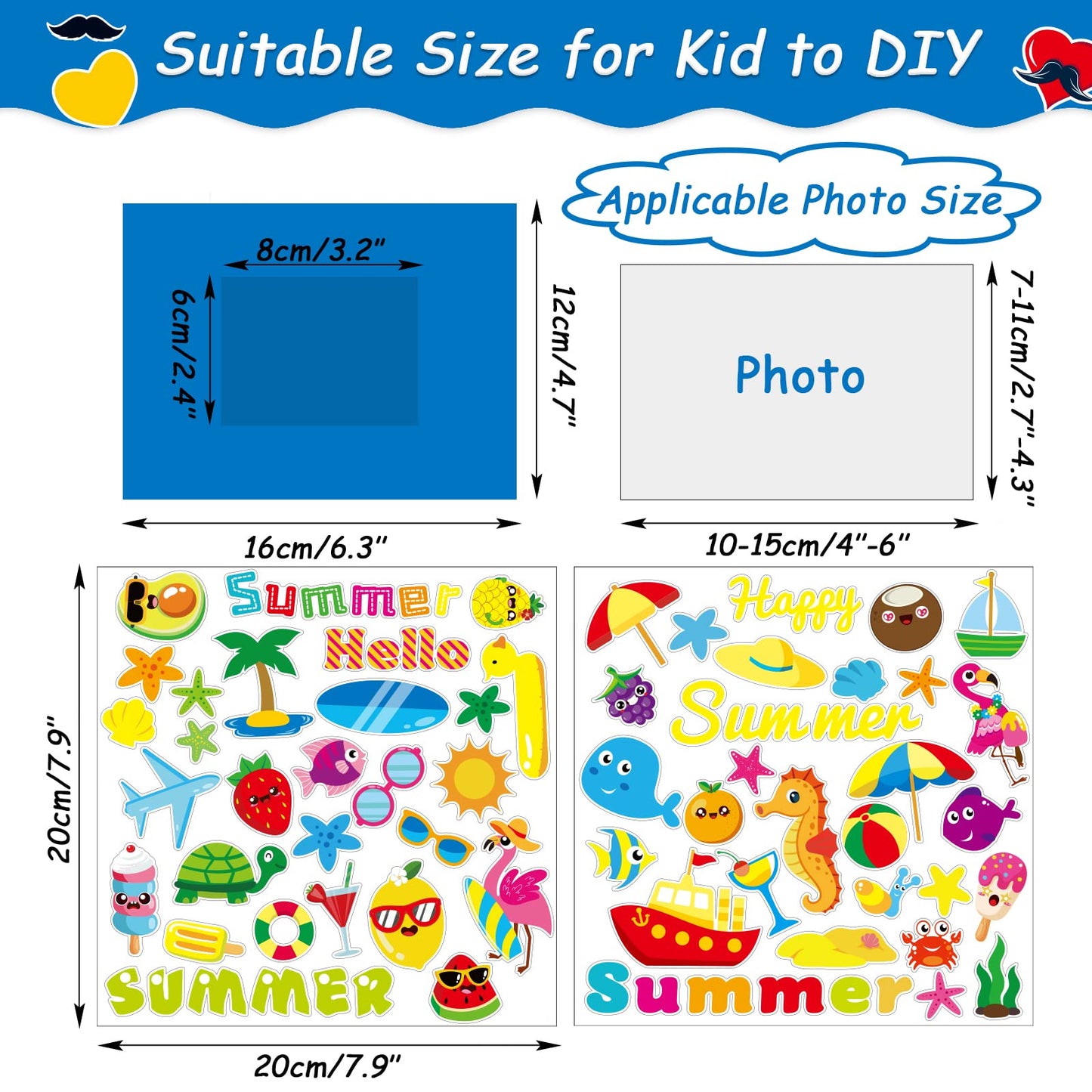 Chiazllta 30 Pcs Summer Craft Kits For Preschool Kids First Day Of School Diy Paper Picture Frame Craft Art Craft Kindergarten H