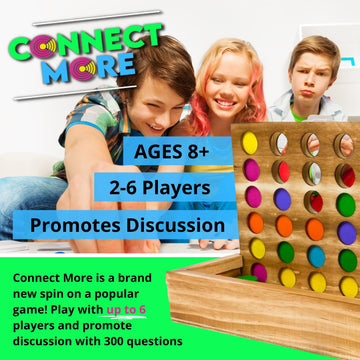 Therapy U Connect More - Multiplayer Social Skills Game, Wood, 4 in a Row, 6 Players, Green, Orange, Purple, Blue, Pink