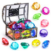 DISHIO Diving Gem Pool Toy Set - 10PCS Colorful Acrylic Gems in Treasure Chest for Kids - Large Underwater Fun