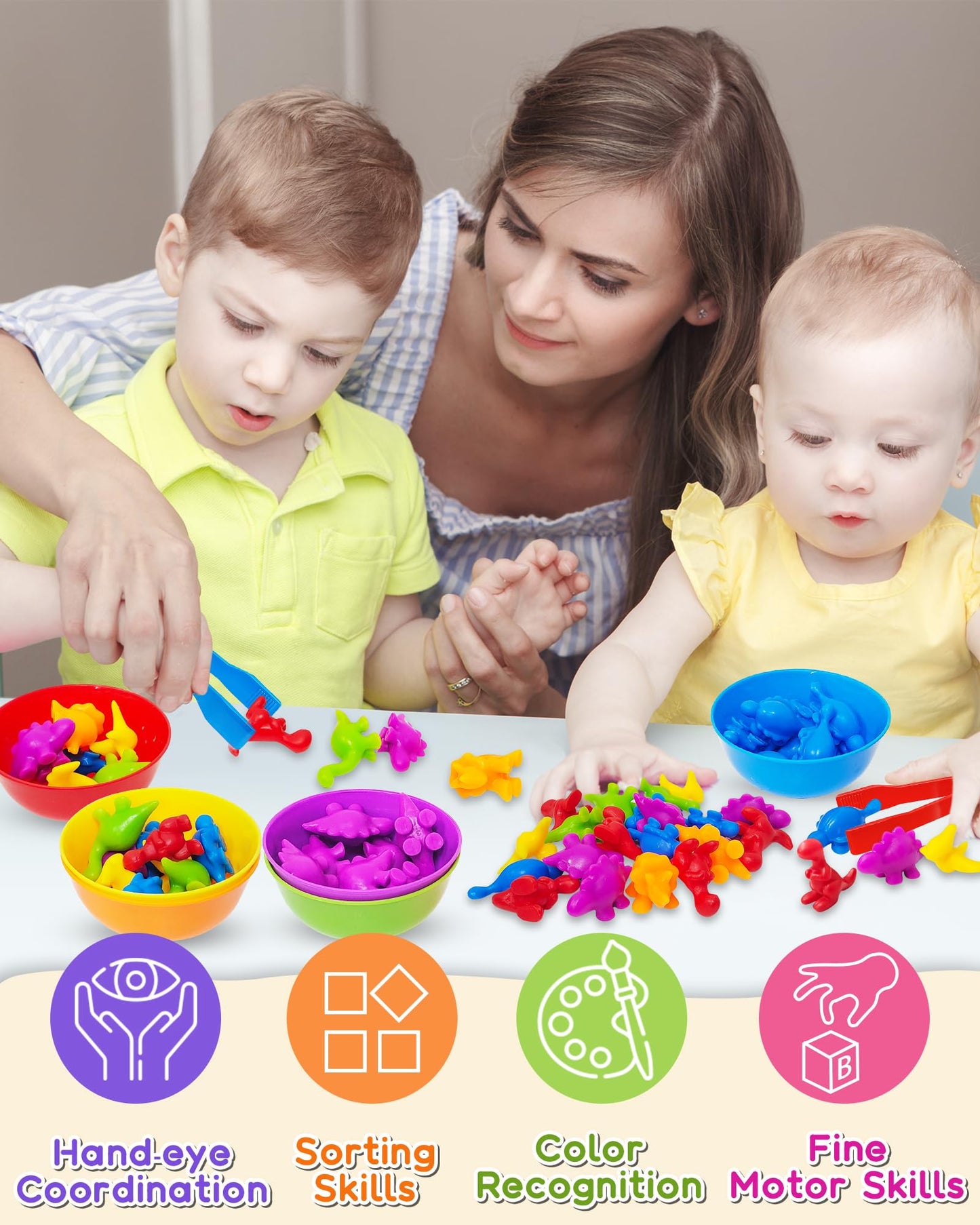 Yetonamr Counting Dinosaurs Montessori Toys For 3 4 5 Years Old Boys Girls, Toddler Preschool Learning Activities Toys For Kids Ages 2-4, 3-5, 4-8, Birthday Gifts Sensory Toys