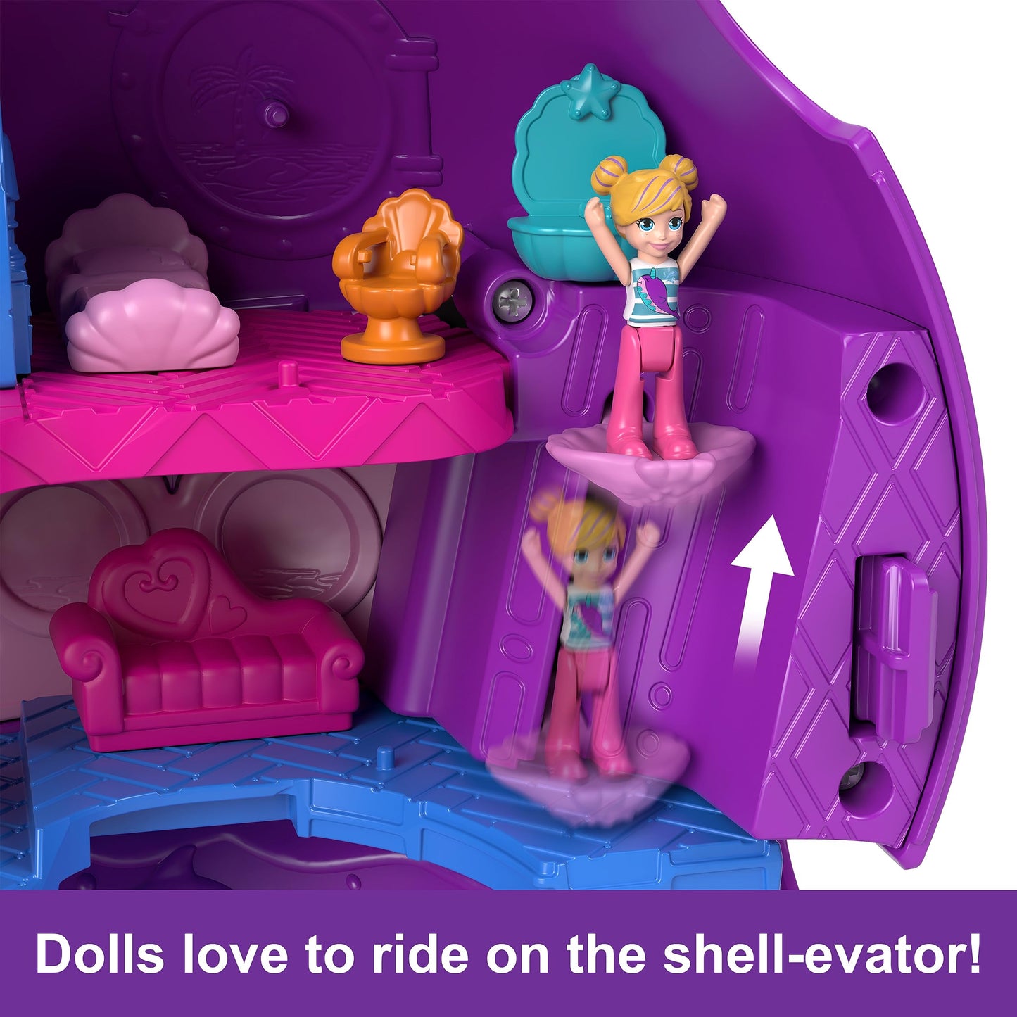 Polly Pocket Toy Boat Playset With 2 Dolls, Surprise Accessories & Water Play, Sparkle Cove Adventure Narwhal Boat