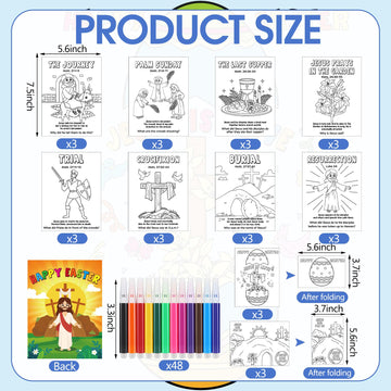 Motiskyy 30 Sets Easter Story Coloring Cards Christian Holy week Coloring Craft Bible Jesus Christ Resurrection Religious Script