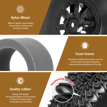 Hobbyfire Pre-Glued 12Mm Hex Rc Wheel Rim & Tires Set For 1/10 Rc Short Course Truck Traxxas Slash 2Wd 4X4 Hpi Tamiya Losi Sct R