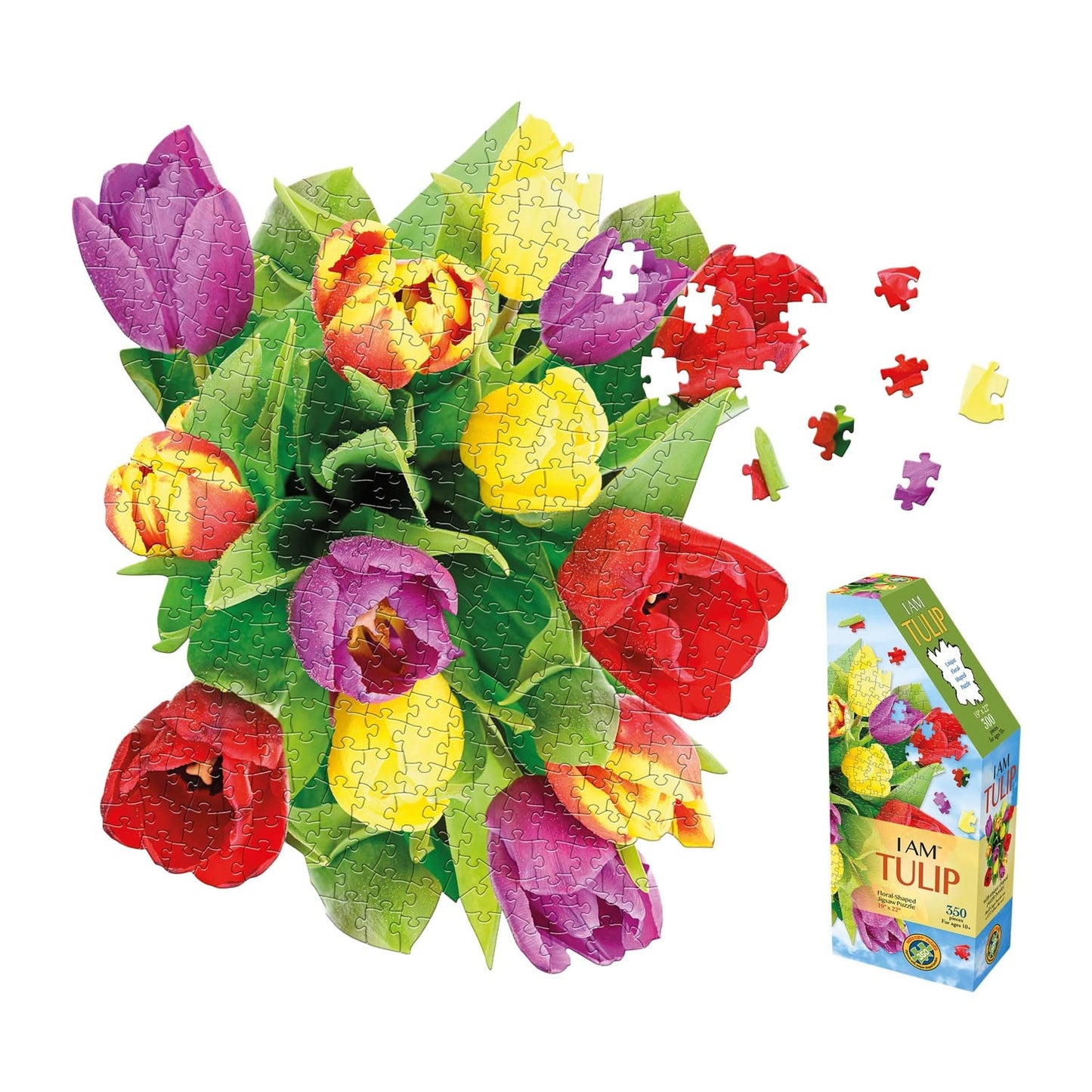 Madd Capp: I Am Tulip - 350 Piece Jigsaw Puzzle - 8005 – Ages 10+, Unique Floral-Shaped Border, Challenging Random Cut, Includes Educational Madd Capp Fun Facts