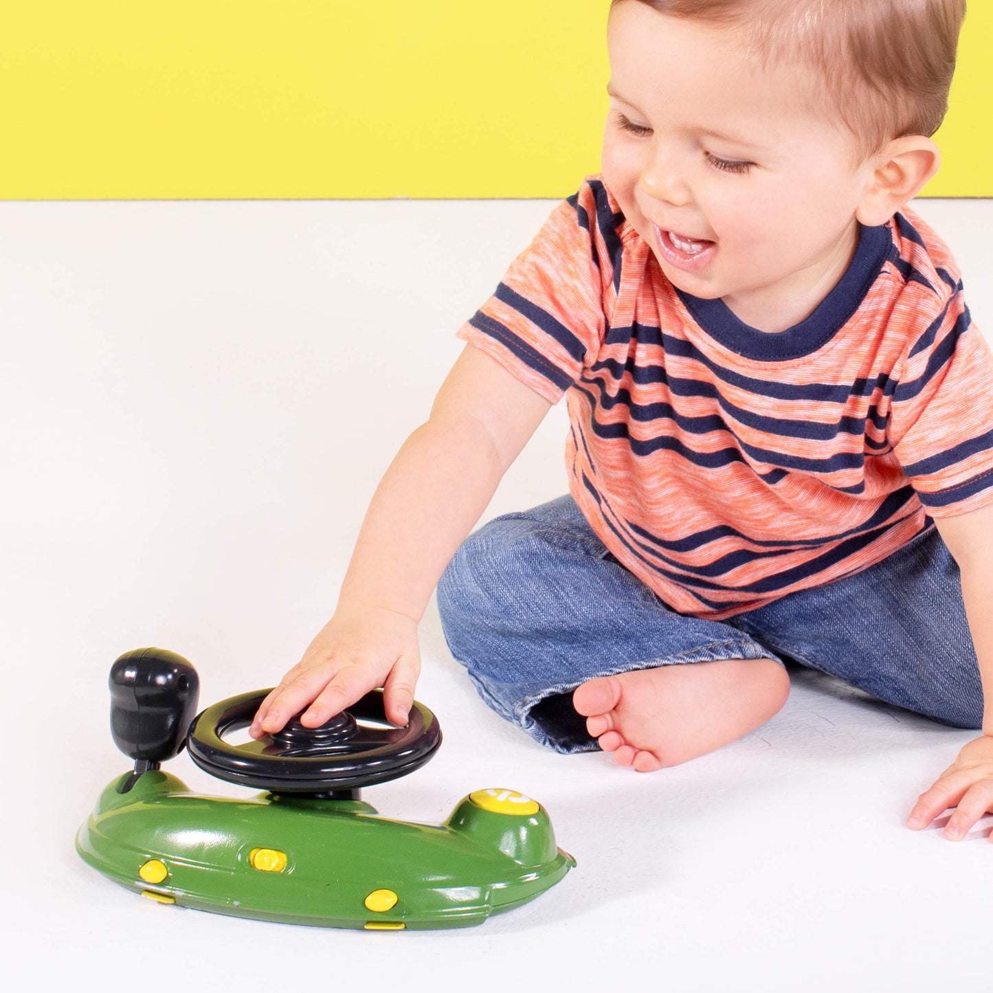 Bright Starts John Deere 4-In-1 Gator Green Baby Activity Center & Push Walker With Removable Interactive Steering Wheel Toy, 6 Months And Up