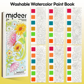 Watercolor Painting Coloring Books Pocket Watercolor Paint Bookmarks, Mess Free Paint with Water Set, Class Travel Activities Ar