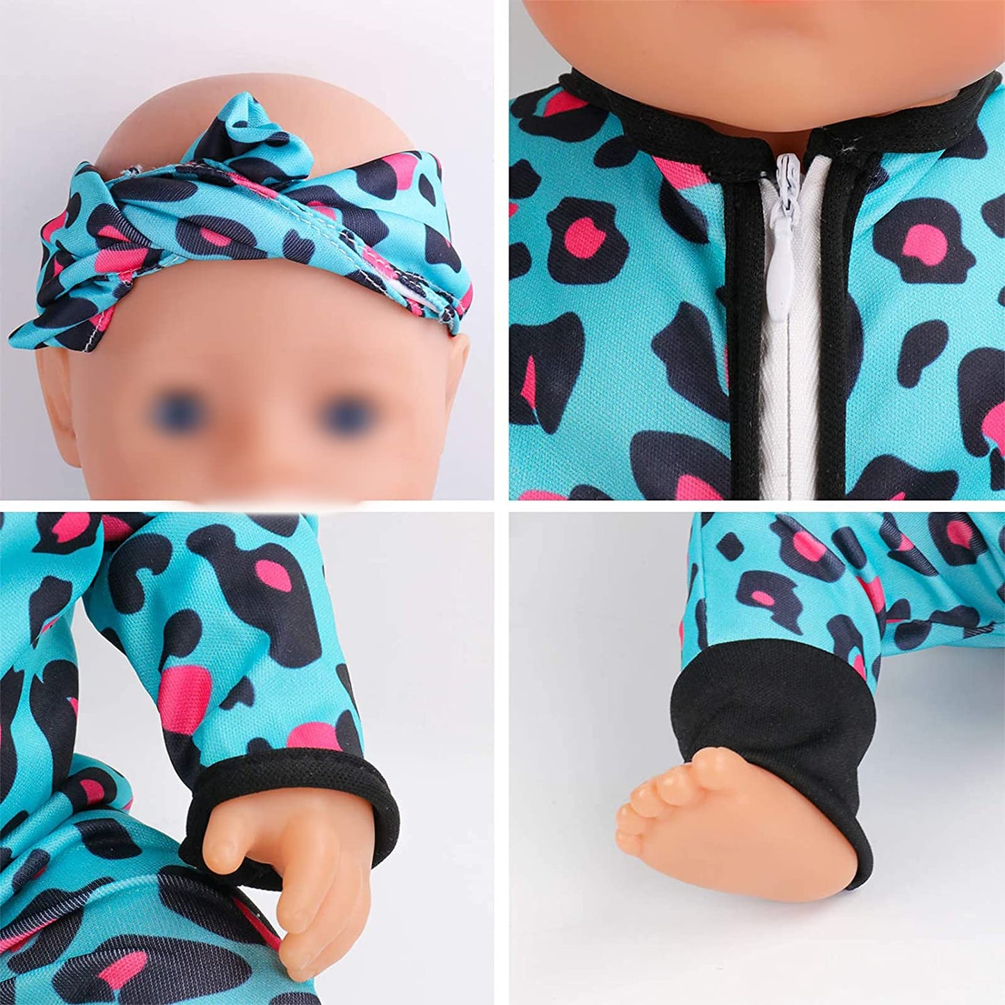 Sotogo 5 Sets Baby Doll Clothes Outfits Jumpsuits With Headbands For 14 To 17 Inch Baby Doll, 43Cm New Born Baby Doll, American 18 Inch Doll Clothes And Accessories