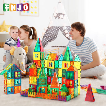 Fnjo Magnetic Tiles, 64 Pcs Magnetic Building Blocks, Magnets Building Set, Stem Toys For Kids Boys And Girls Creative And Inspi