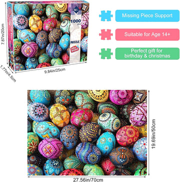 Huadada Puzzles For Adults 1000 Piece-Easter Egg-1000 Piece Puzzles For Adults And Kids Educational Easter Egg Puzzle (27.56' X 19.67')