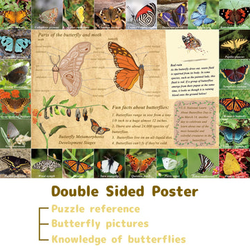 Vintage Butterfly Puzzle For Adults 1000 Piece, North America Flower Plant Butterflies Jigsaw Puzzle, Plant Puzzles For Adults