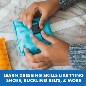 Educational Insights Dressing Skills Bean Bags - Montessori Busy Board for Toddlers, Shoe Tying, Occupational Therapy, Multi, Model 3102