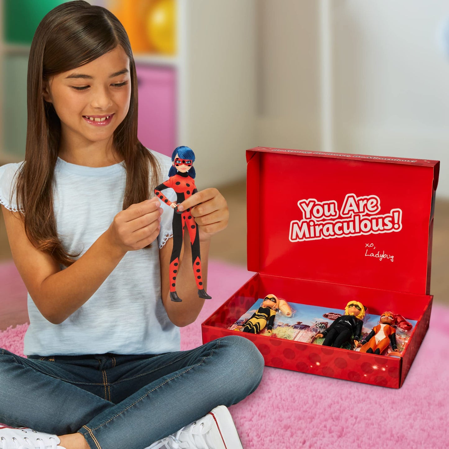 Miraculous Ladybug Heroez 4-Pack Dolls with Exclusive Doll by Playmates Toys - Multi Color, 4 Piece Assortment