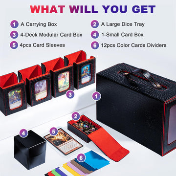 ArtBoutiq Clutch Texture Commander Deck Box for MTG 6-Deck Modular Card Case with Dice Tray Holds 600+ Double-Sleeved Cards and 35PT Magnetic Card Holders for Trading Cards & TCG Collections