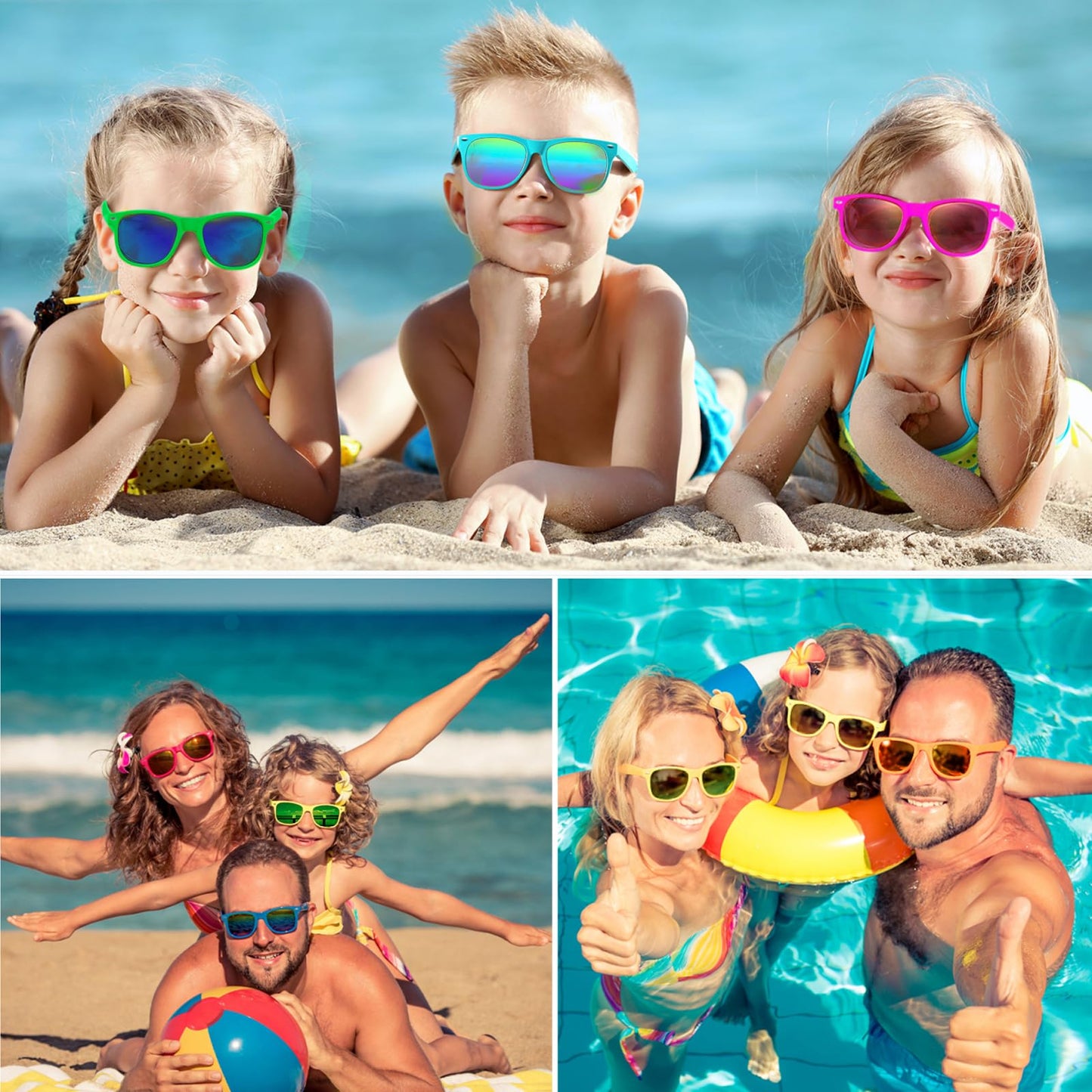 Oleitodh 60 Pcs Kids Sunglasses Bulk Party Favors,Neon Party Sunglasses For Boys Girls, Summer Pool Beach Party Favors Supplies,