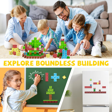 120Pcs Magnetic Blocks - Build Mine Magnet World Set, 1'' Magnetic Cubes, Stem Sensory Montessori Building Toys Valentines Chris
