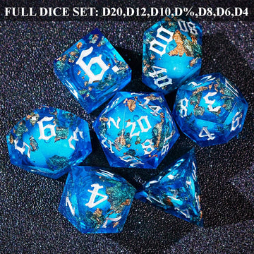 Lindragonhe Green Dragon Eye Liquid Core Dnd Dice Set For Role Playing Games, Full Dungeons And Dragons Dice Set For D&D Gifts,
