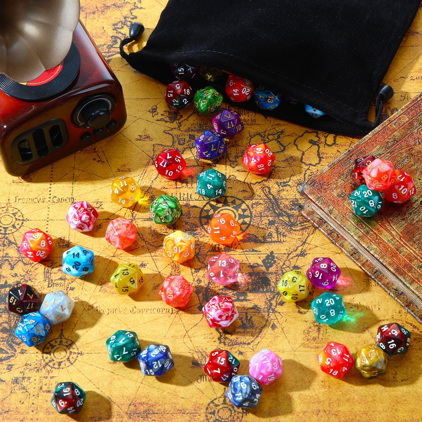 Skylety 200 Pieces Polyhedral Dice Sets with Black Pouch Compatible with RPG MTG Tabletop Role Playing Table Games Multi Colored