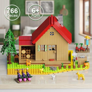 Stardew Farmhouse Building Toy, Video Game Farm Playset Building Set Compatible With Lego, 766 Pieces Diy Farm House Building Ki