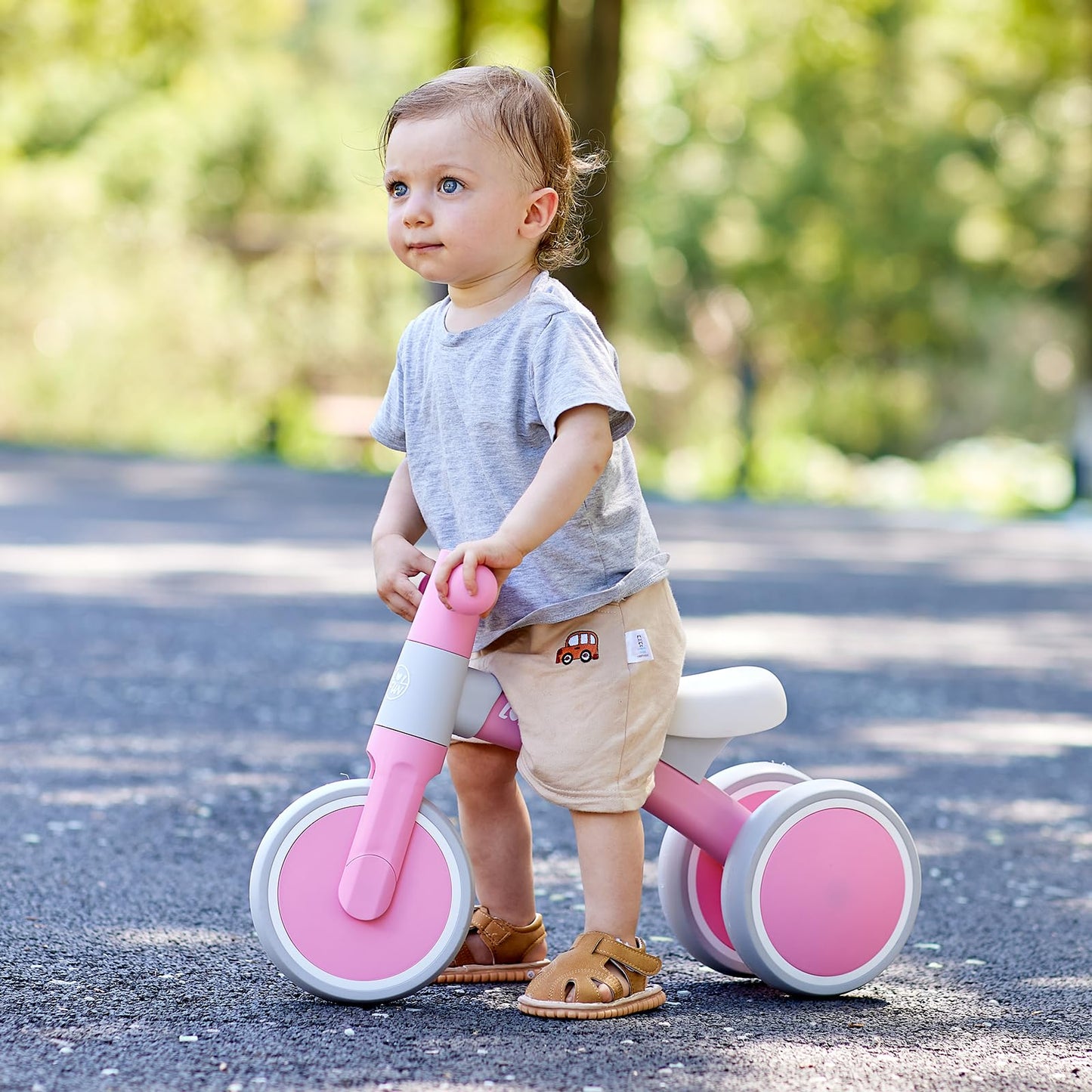 LOL-FUN Baby Balance Bike 1 Year Old Toy, Gifts for One Year Old Girl and Boys, Baby Toys 12-18 Months Birthday Gifts Pink