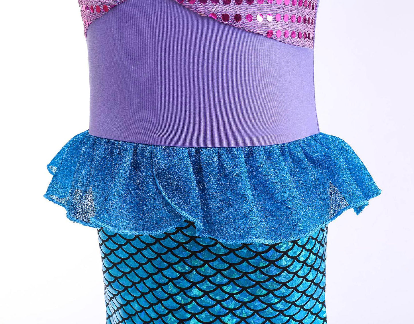 Huutiomys Little Girl Luxury Mermaid Costume Princess Dress For Girls With Accessories (Blue, 4-5 Years)