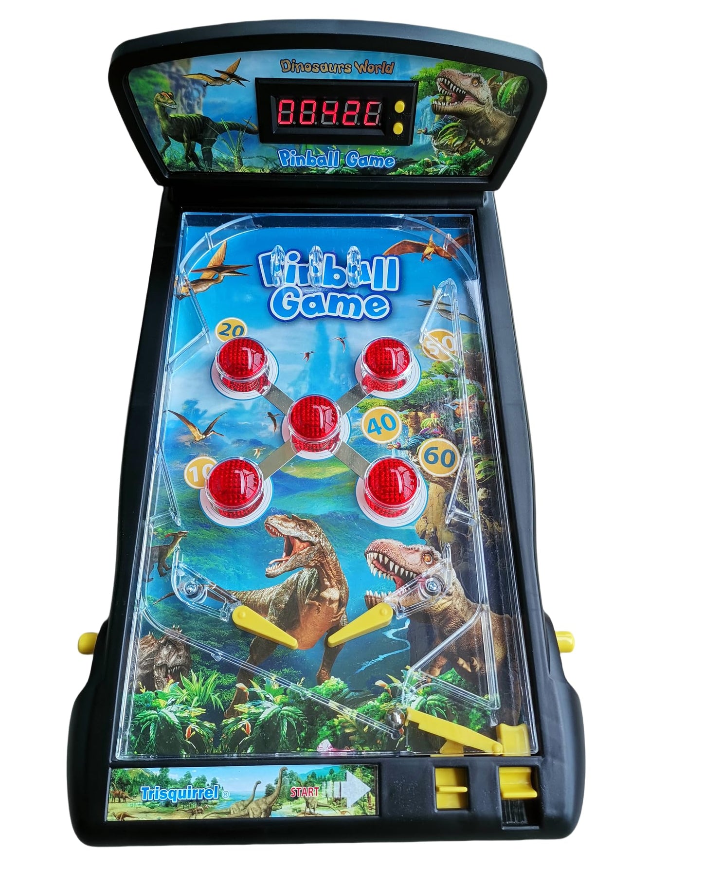 Trisquirrel Electronic Pinball Game,Dinosaurs Pinball Machine,Tabletop Arcade Pinball With Lights & Sounds Effects,Led Digital S