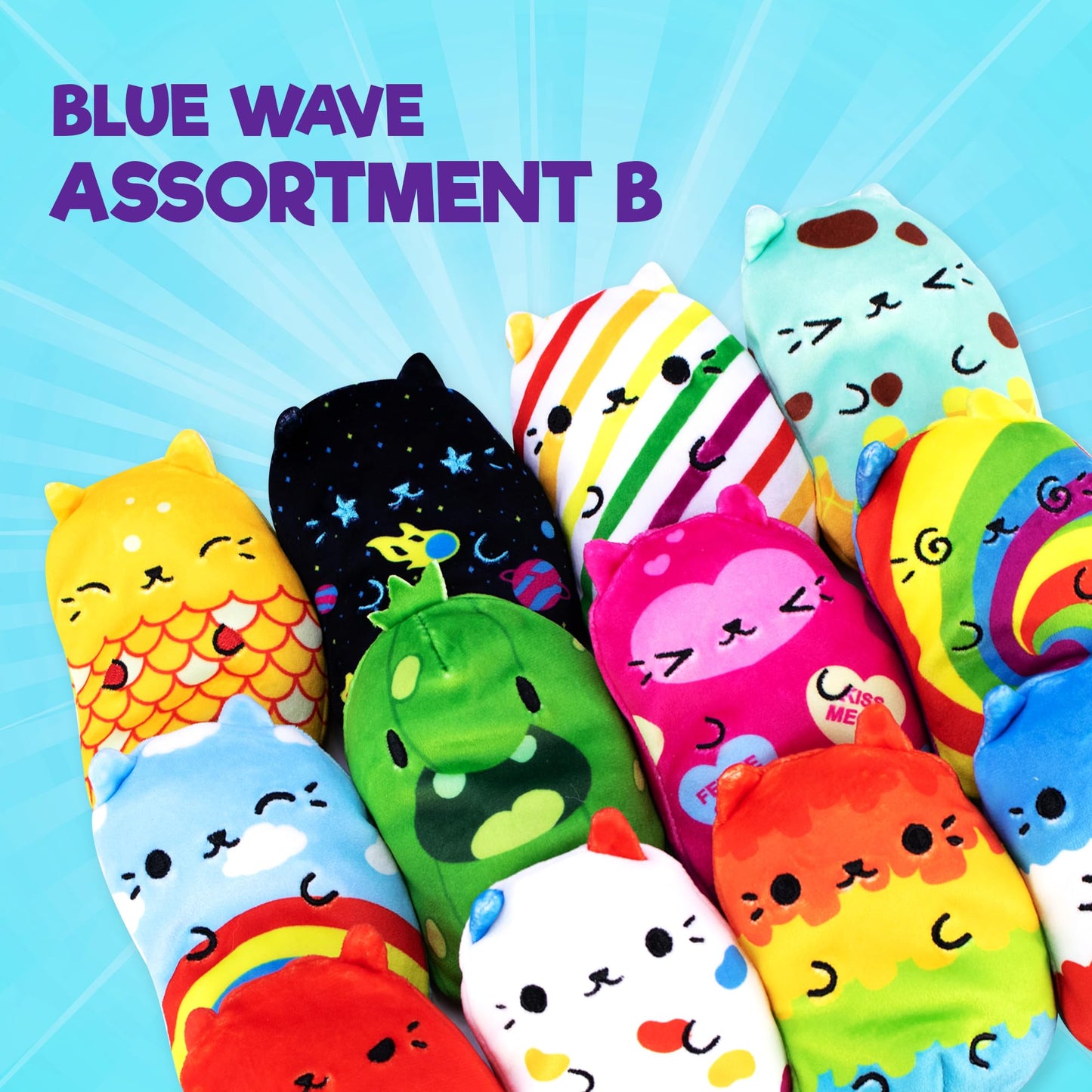 Cats Vs Pickles 12Pk Mystery Bags Blue Wave B Bean Filled Plushies For Advent Calendars | Blind Bags For Girls And For Boys | Surprise Bean Collectibles | Mystery Bag For Kids & Adults | 12-Pack