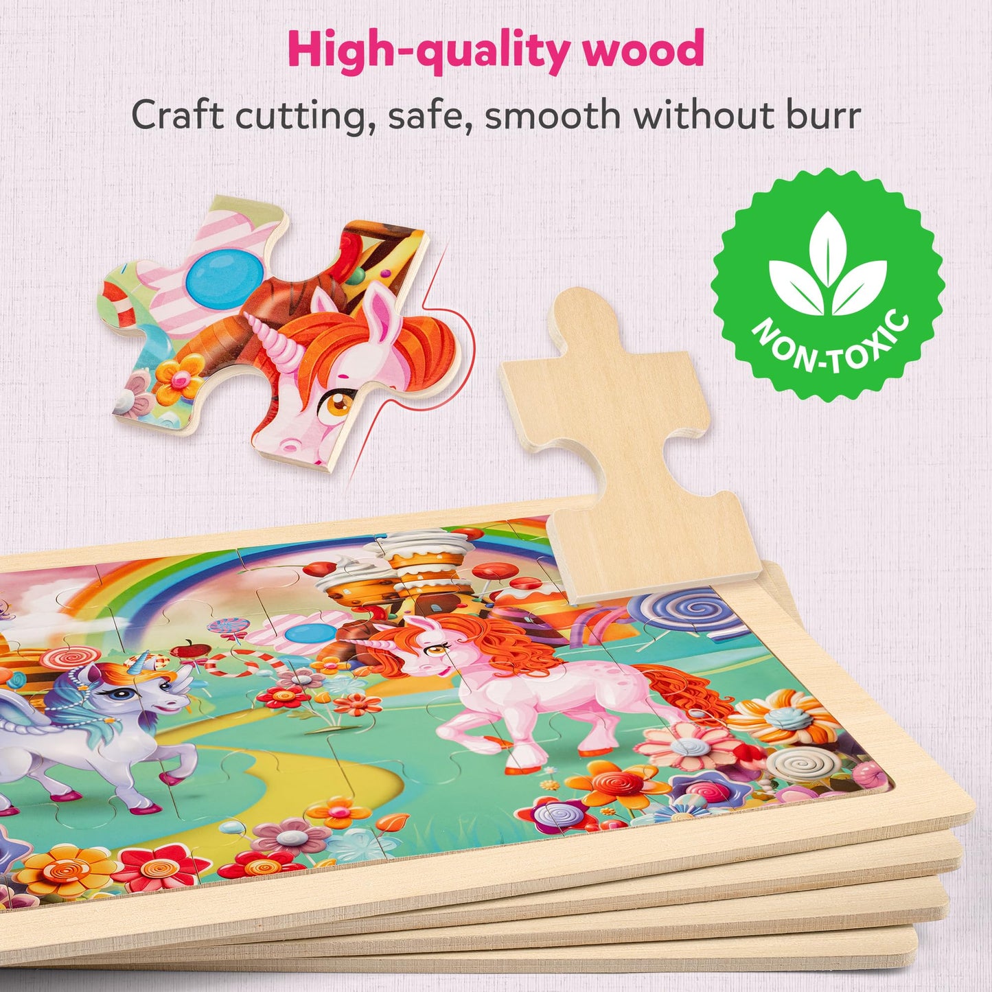 Synarry Large Unicorn Princess Fairy Wooden Puzzles For Girls Gift Box(12.2*9.4 In) - Fsc Certified, 24 Pcs Puzzles For Kids Ages 4-6, Puzzles For Toddlers 3-5, Unicorn Toys Gifts For 3 4 5 Year Old