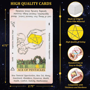 Fofeadm Tarot Cards For Beginners, 78 Original Tarot Deck, Tarot Cards With Guide Book, Durable Tarot Cards With Meaning On Them