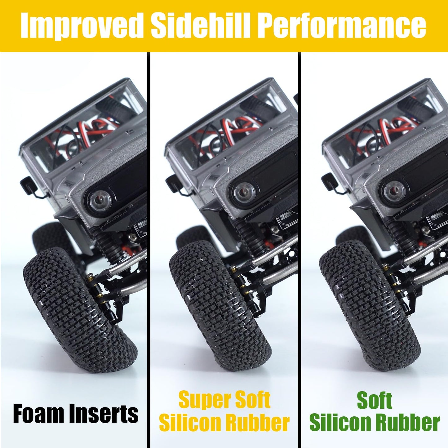 INJORA Silicone Rubber Inserts for 68-72mm 1.3'' Tires, 4pcs (Yellow)