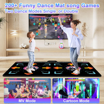YRPRSODF Dance Mat for Kid & mature-themed Double Dance Mats for TV Electronic Dance Pad Game with Camera Exercise Dance Game for TV Plug and Play Dancing Mat for Family Games Xmas Birthday Gifts Ideas