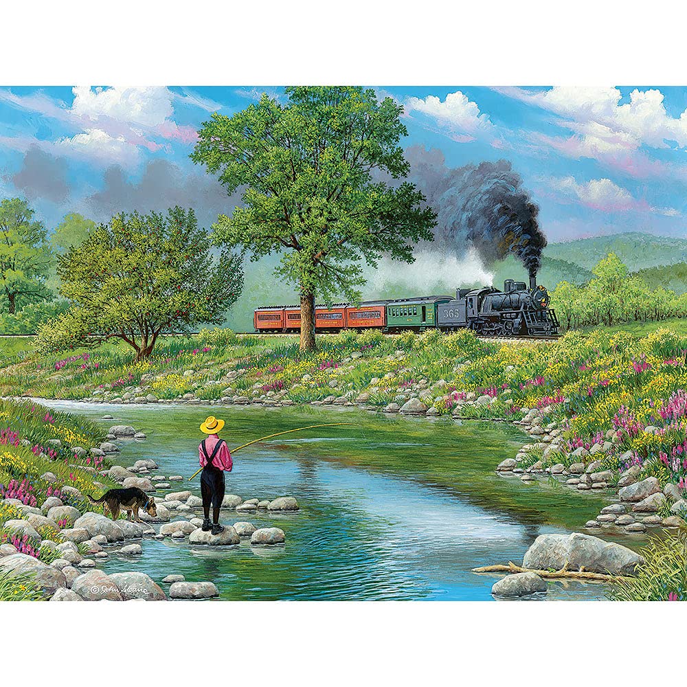 Bits And Pieces – Value Set Of Three 500 Piece Jigsaw Puzzles For Adults – Around The Bend, Plain And Fancy, Father'S Day Jigsaw Puzzles By Artist John Sloane, Completed Puzzle Size: 18' X 24'