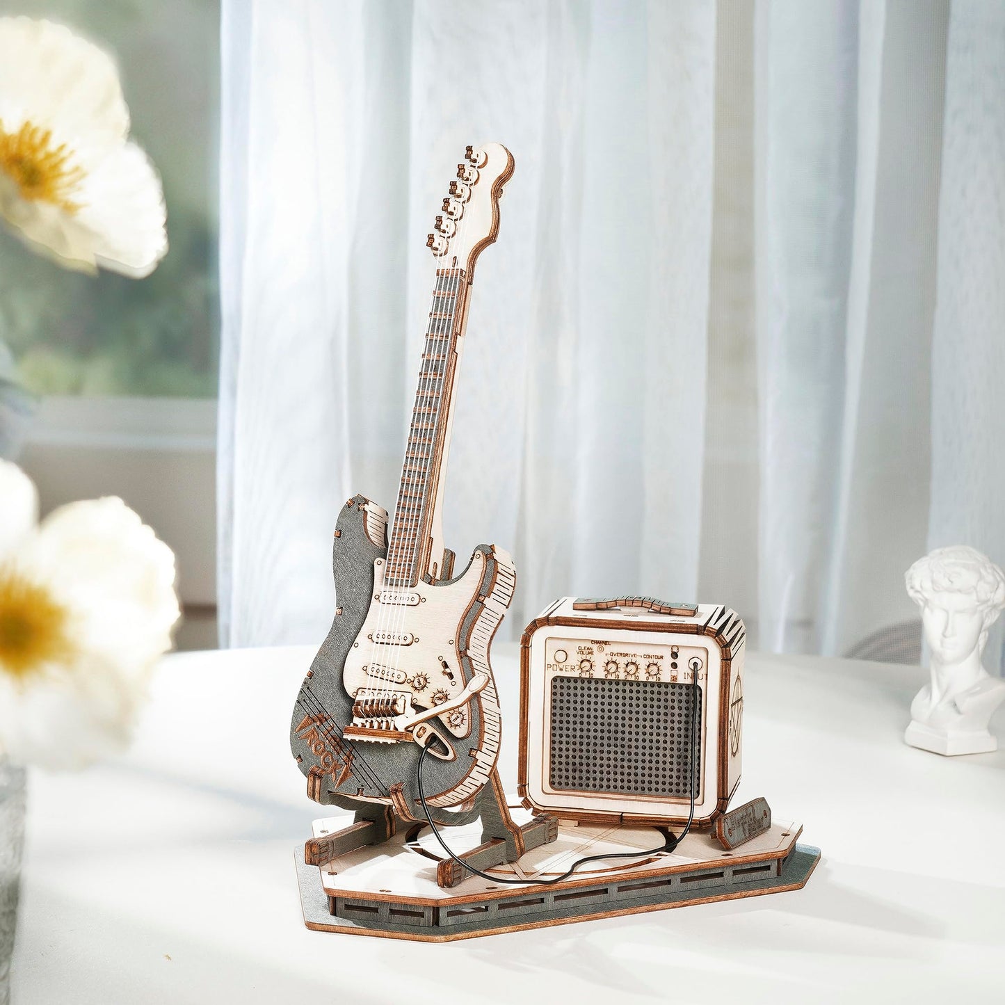 Rowood 3D Puzzles For Adults, Diy Wooden Model Kit For Adults To Build, Stem Electric Guitar Desk Toy Project For Kids, Birthday