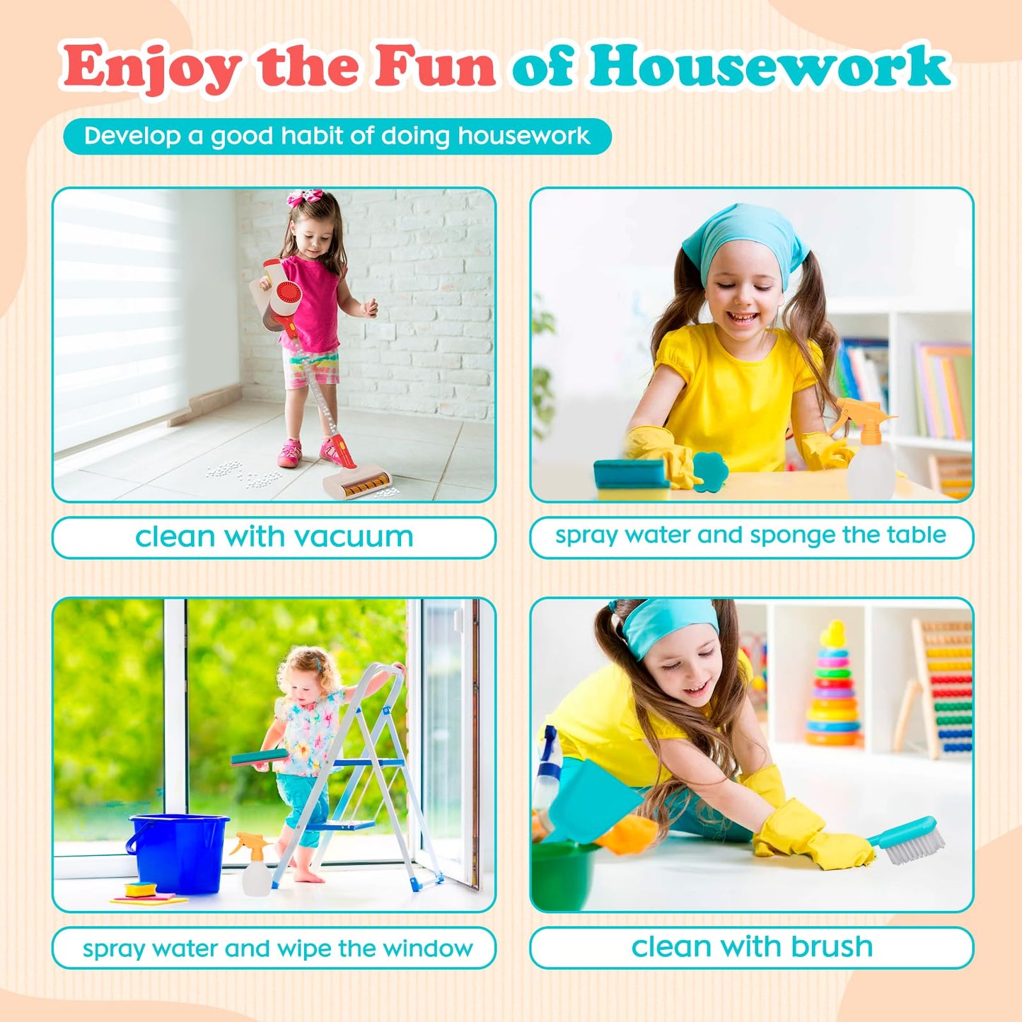 Vacuum Cleaner Toy For Toddler With Real Suction Function, Realistic Role-Play Cordless Vacuum Toy With Music, Kids Interactive