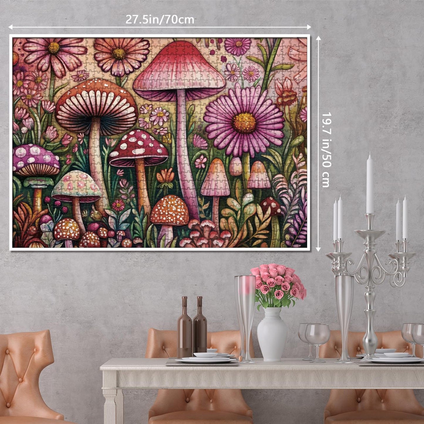 Buhah Mushroom Flower Garden Puzzles For Adults 1000 Pieces Nature Pretty Plant Floral Art Jigsaw Puzzles Impossible Challenging
