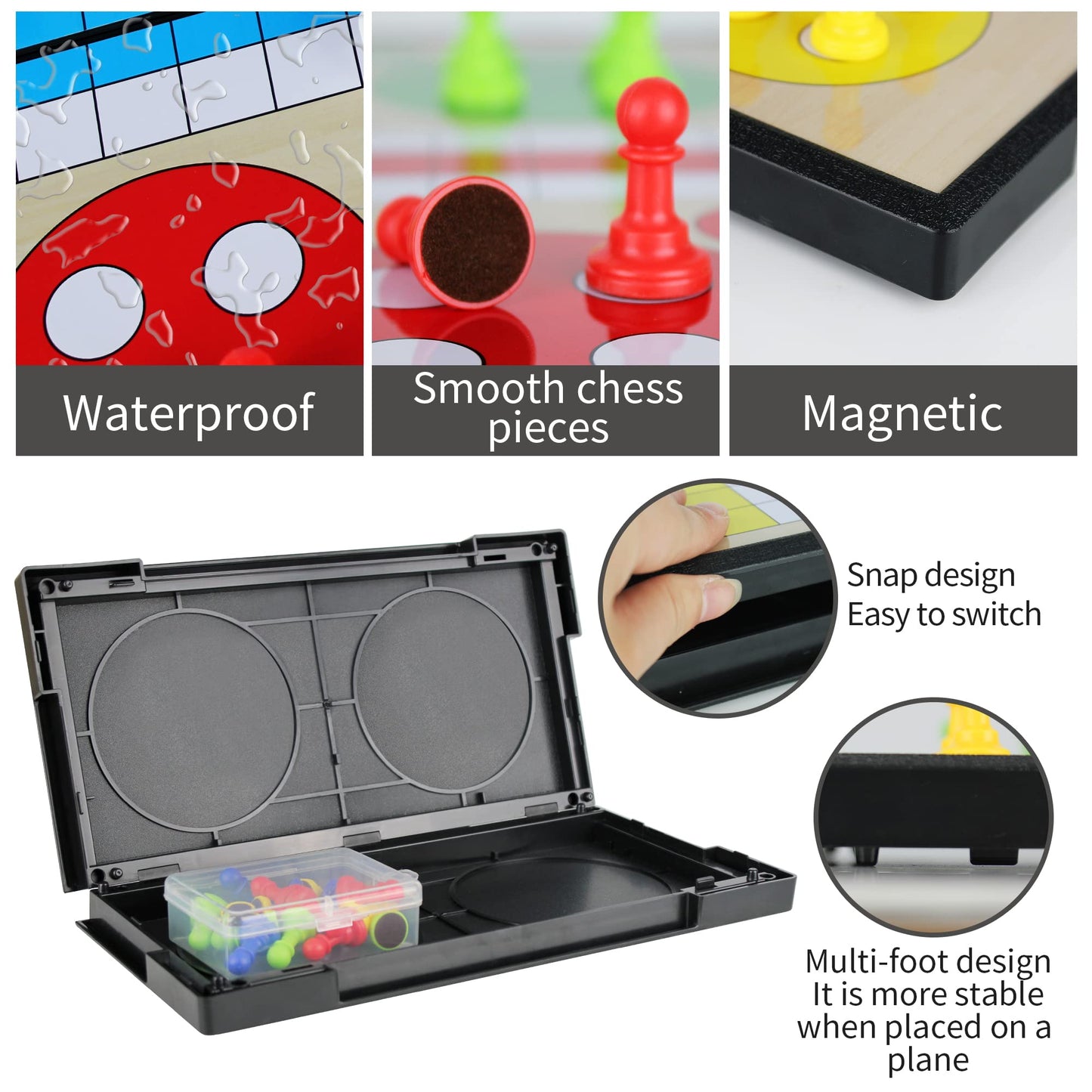 Kidami Ludo Magnetic Board Game Set, Childrens Family Ludo Learning Game For Kids And Adults(11.2X11.2 In )