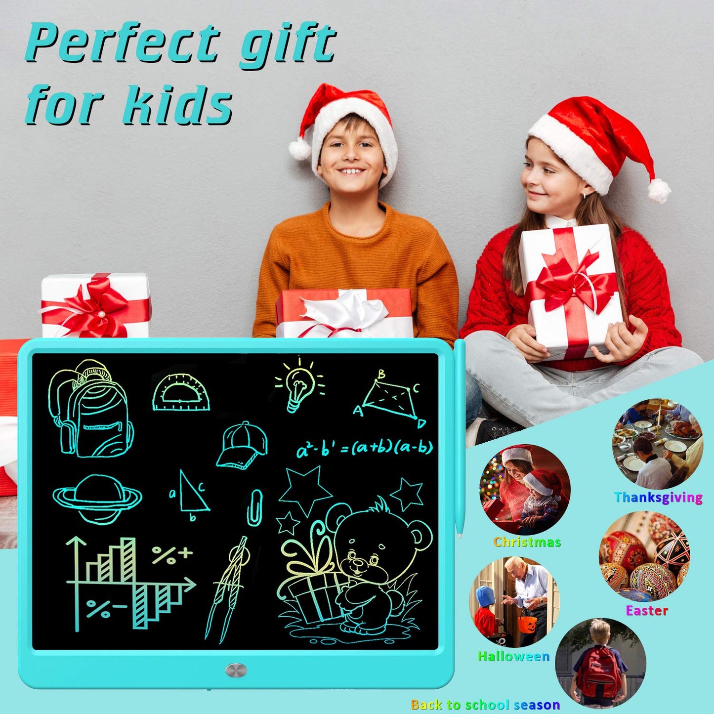 Flueston Lcd Writing Tablet 15 Inches Colorful Screen Drawing Pad, Doodle And Scribbler Boards For Kids, Electronic Educational