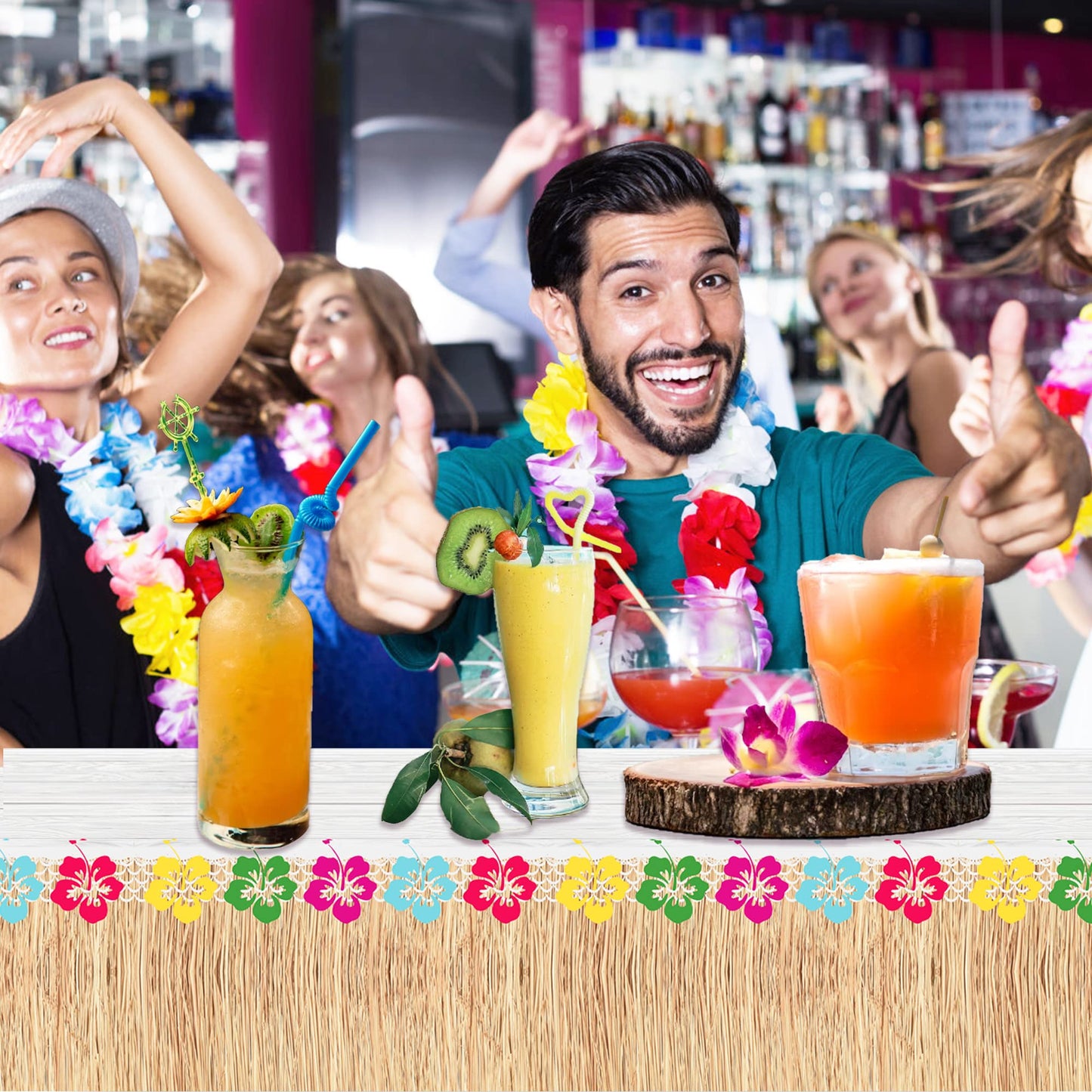 Lide Road 2 Pcs Hawaiian Tablecloth Hawaiian Birthday Party Tablecloths Rectangle Disposable Hawaiians Plastic Tablecloth Decor