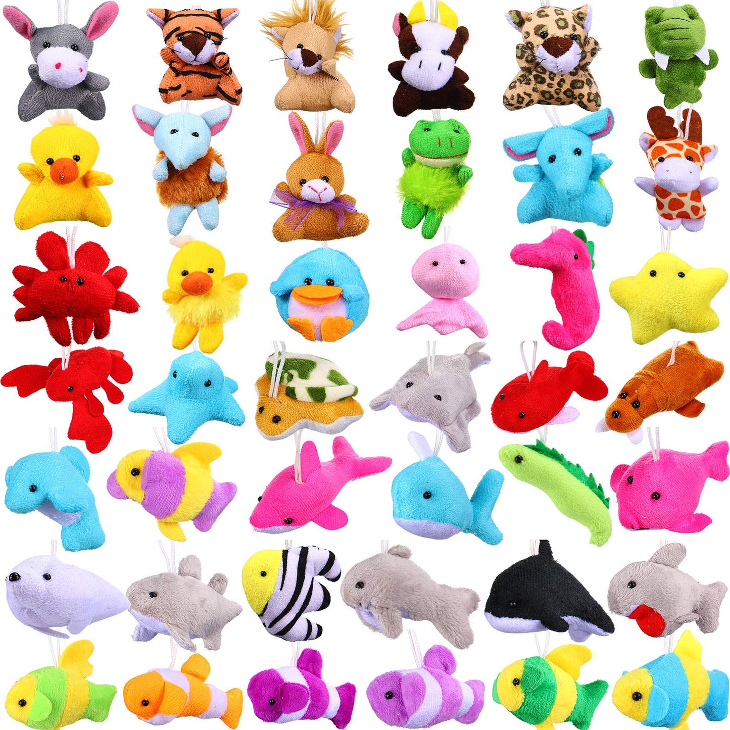 Sumind 42 Pcs Mini Plush Animals Toys Set, Cute Small Stuffed Animal Plush Keychain Decorations For Easter Themed Party Favors, Carnival Prizes, Rewards, Goodie Bags Filler(Cute Style)